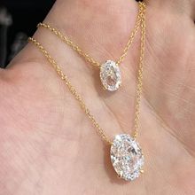 霖琅s925纯银冰花切项链女镶嵌椭圆高碳钻锆石精致个性晚宴锁骨链