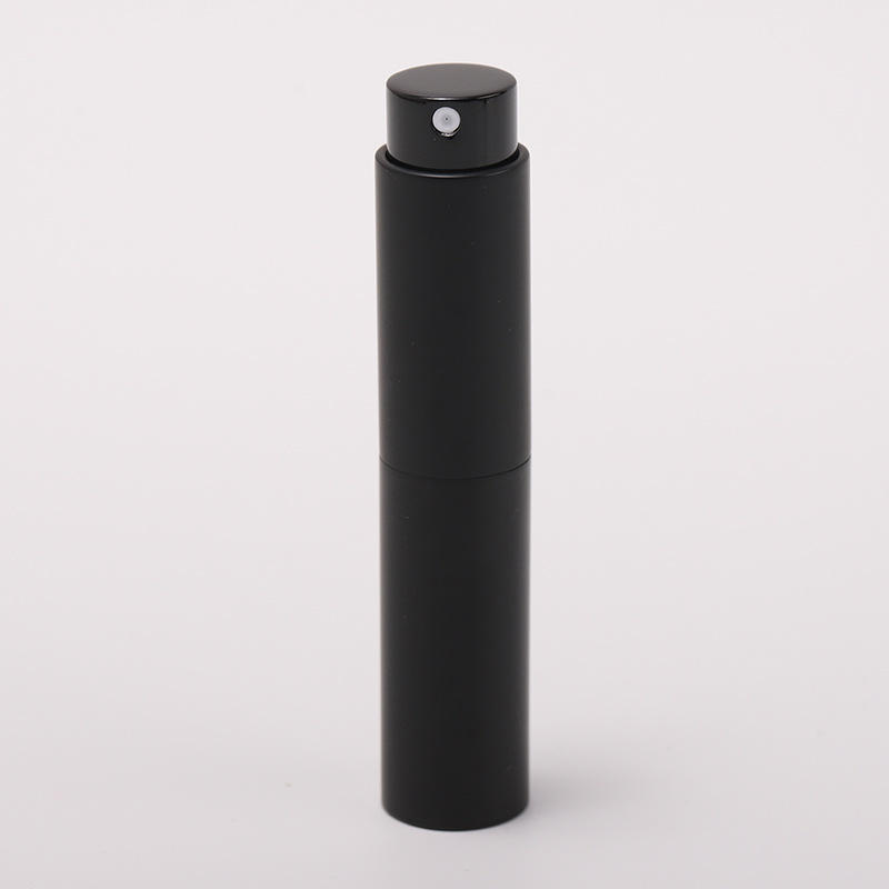 10ml portátil giratoria de dos secciones retráctil perfume sub-botella vacía botella impresa logotipo botella de aerosol muestra botella de vidrio