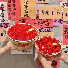 批发网红同款草莓蛋糕搪瓷盆4寸6寸老式带盖复古生日蛋糕盆随手礼