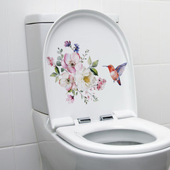 2024跨境亞馬遜馬桶貼旅康CH33065蜂鳥採花圖案自粘貼紙浴室裝飾