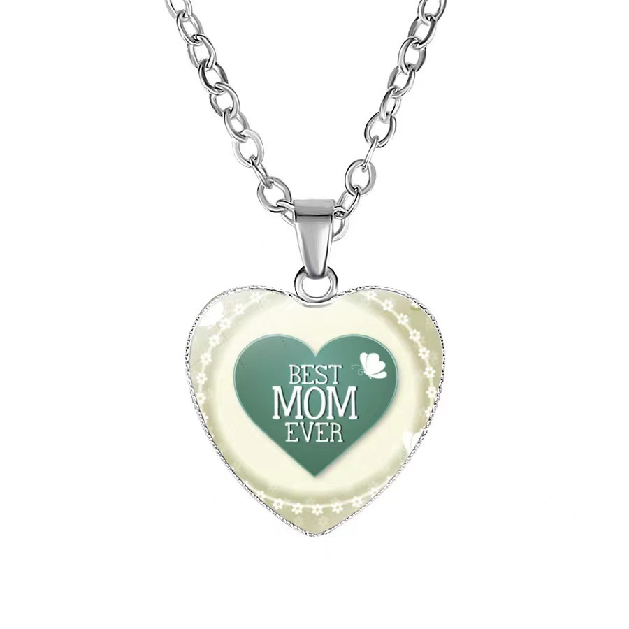 Joyas transfronterizas amor de mamá colgante en forma de corazón coreano simple regalo de vacaciones moda collar universal mujer image 7