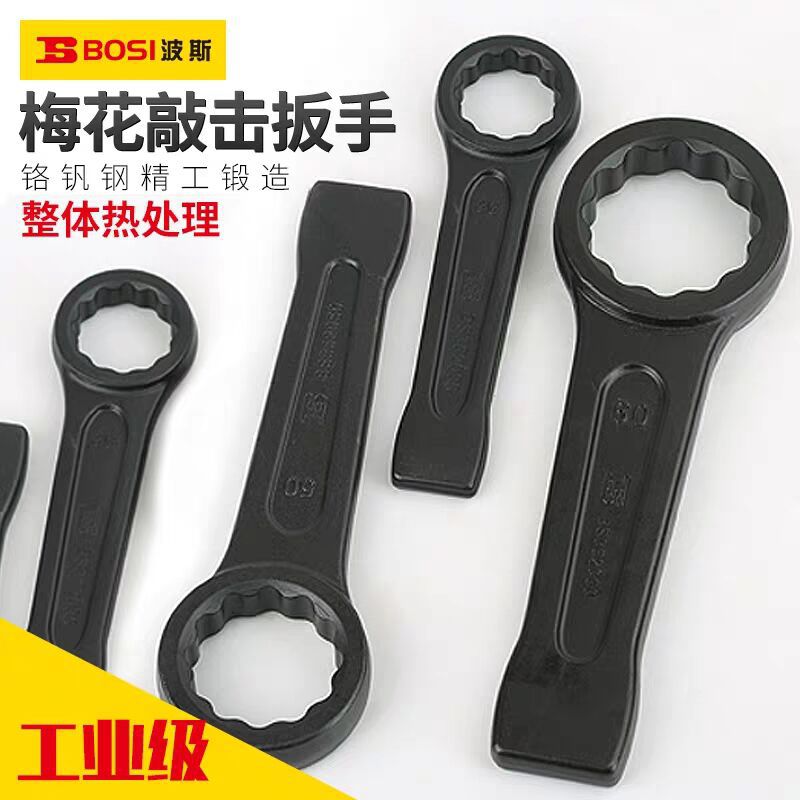 波斯敲击扳手重型敲击型梅花五金工具直柄单头加厚外六角锤打扳子