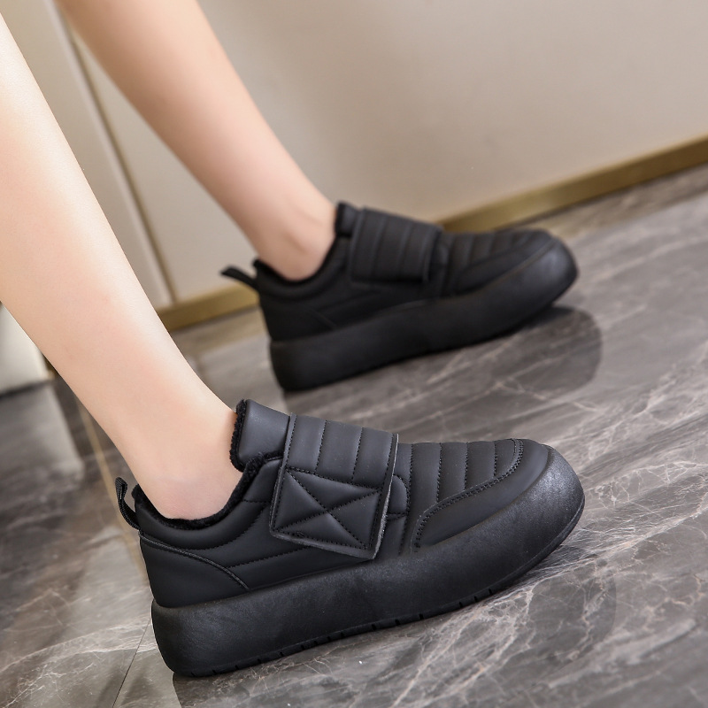 Baskets blanches à scratch pour femme hiver chaussures casual_voghion.com
