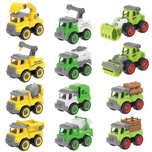 Children's disassembly and assembly of engineering vehicles. Boys' DIY disassembly and assembly of mixer trucks, log trucks, sanitation trucks, and assembled toys.
