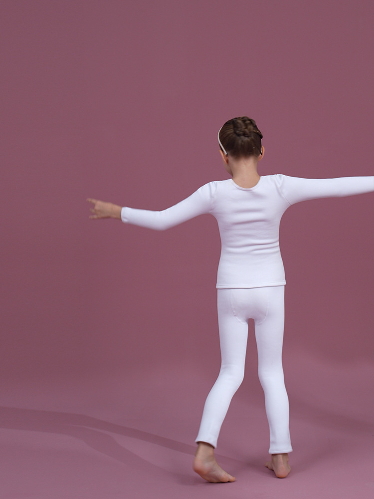 Children's undershirt white girls' fleece-lined boys' dance performance underwear top tight invisible autumn and winter autumn clothes