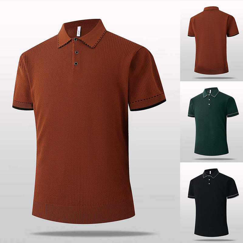 Polo camiseta de punto camiseta de manga corta hombre texturas viejas camisetas comerciales de hielo de verano fábrica transfronteriza al por mayor