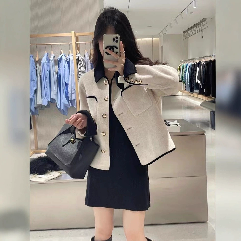 Демисезонная куртка, шерстяное пальто, стиль Chanel, для подростков