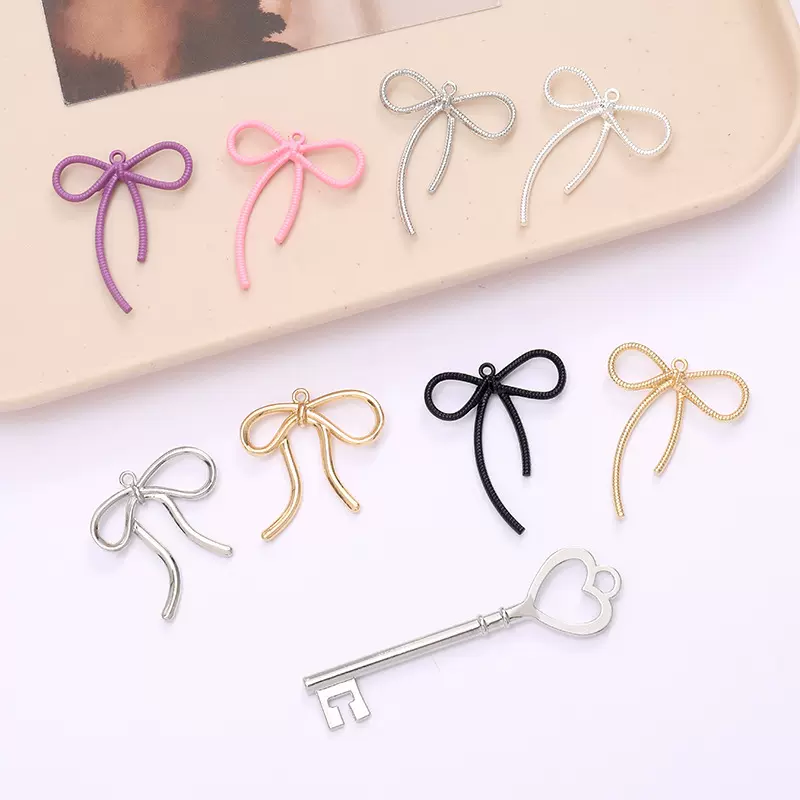 简约新款合金镂空蝴蝶结手机壳配饰ins百搭包包diy装饰饰品配件