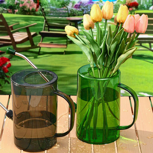 Stainless steel long spout watering can transparent household gardening plant watering flower watering can large capacity green plant pot sprayer