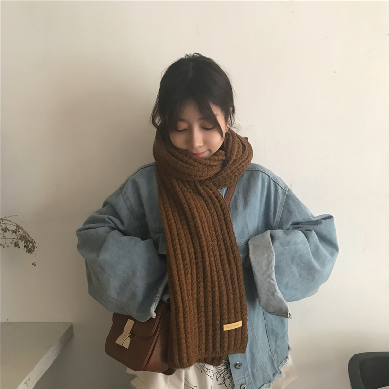 Women's Japanese Style Sweet Solid Color Yarn Scarf display picture 3