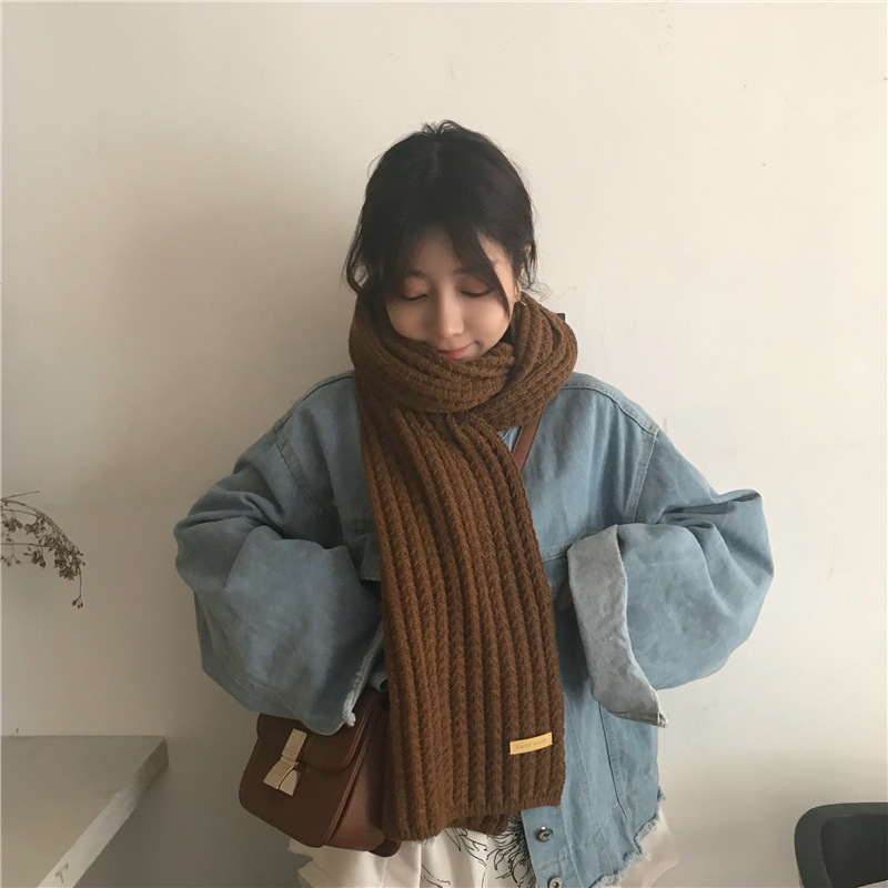 Daily Occasion Women's Japanese Style Sweet Solid Color Yarn Scarf