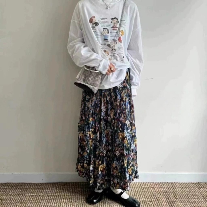 in stock South Korea Dongdaemun 2025 Spring New All-match Cartoon Snoopy Printed Loose Long-sleeved T-shirt for Women