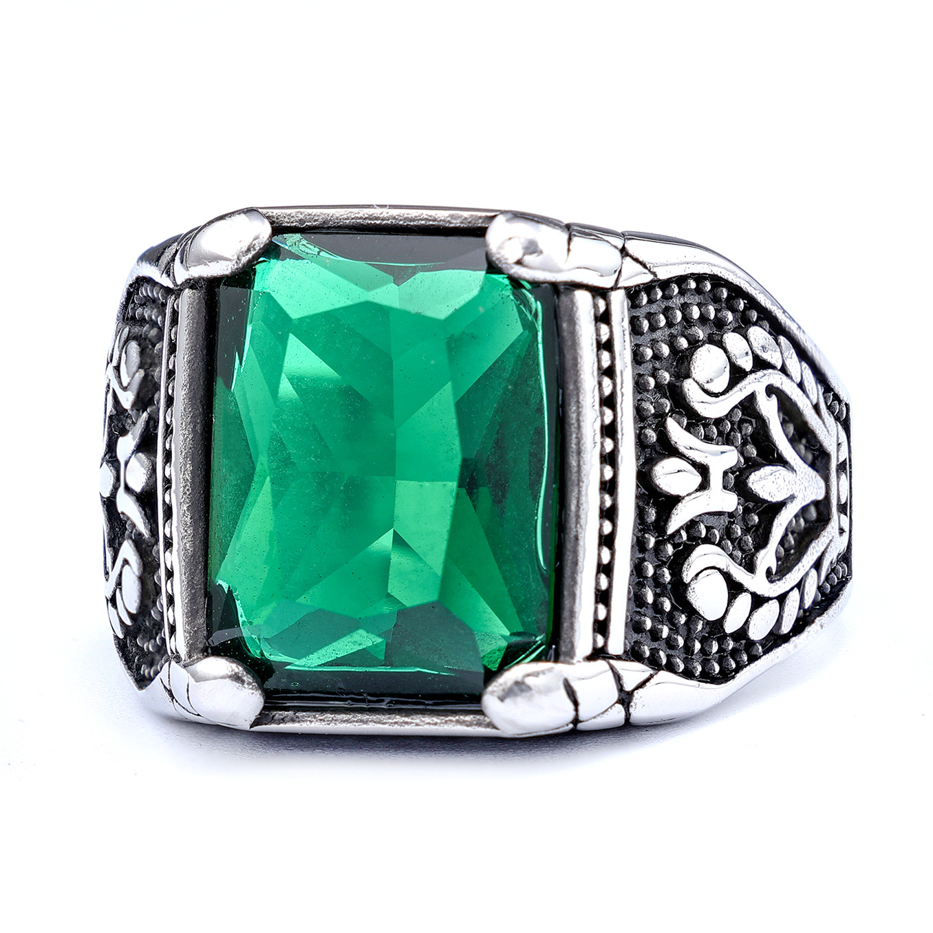 Anillos apilables retro de tulipán con gemas, de acero inoxidable, que no se oxidan, joyería de moda, venta al por mayor, estilo nórdico, superventas transfronterizo.