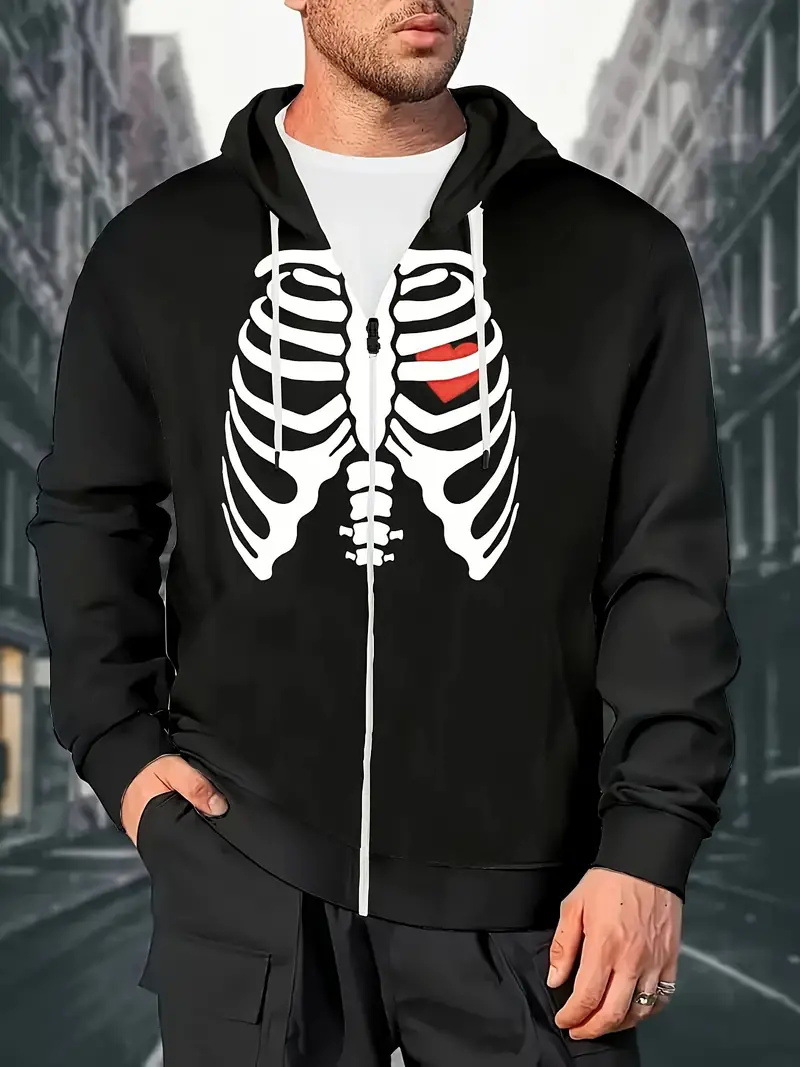 Comercio exterior nueva impresión 3D moda personalidad creativa hombre con capucha esqueleto chaqueta de suéter casual MF08