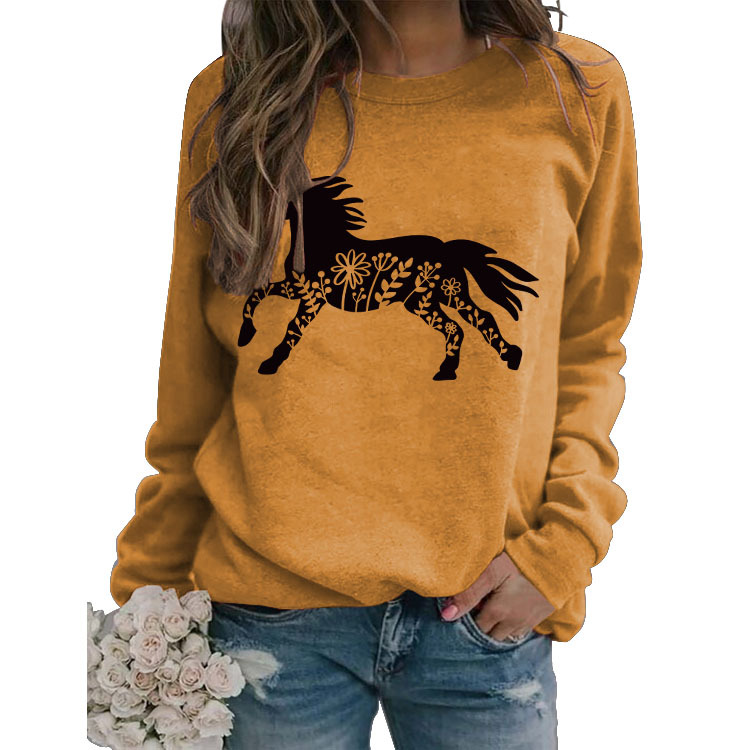 Amazon estación independiente en stock cuello redondo europeo y americano superior manga larga impresa eBay cómodo suéter transfronterizo Comercio exterior venta al por mayor