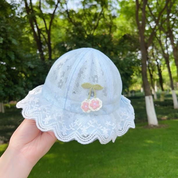 ベビー帽子ベビー調整レースプリンセスかわいい夏薄い漁師帽子サンシェード漁師盆地帽子日焼け止め|undefined