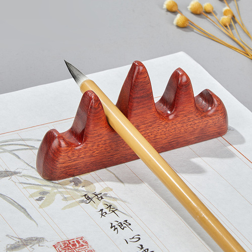 Liupintang solid wood pen holder pen holder creative pen holder study four treasures ornaments black catalpa wood mahogany pen mountain Chinese pen stand