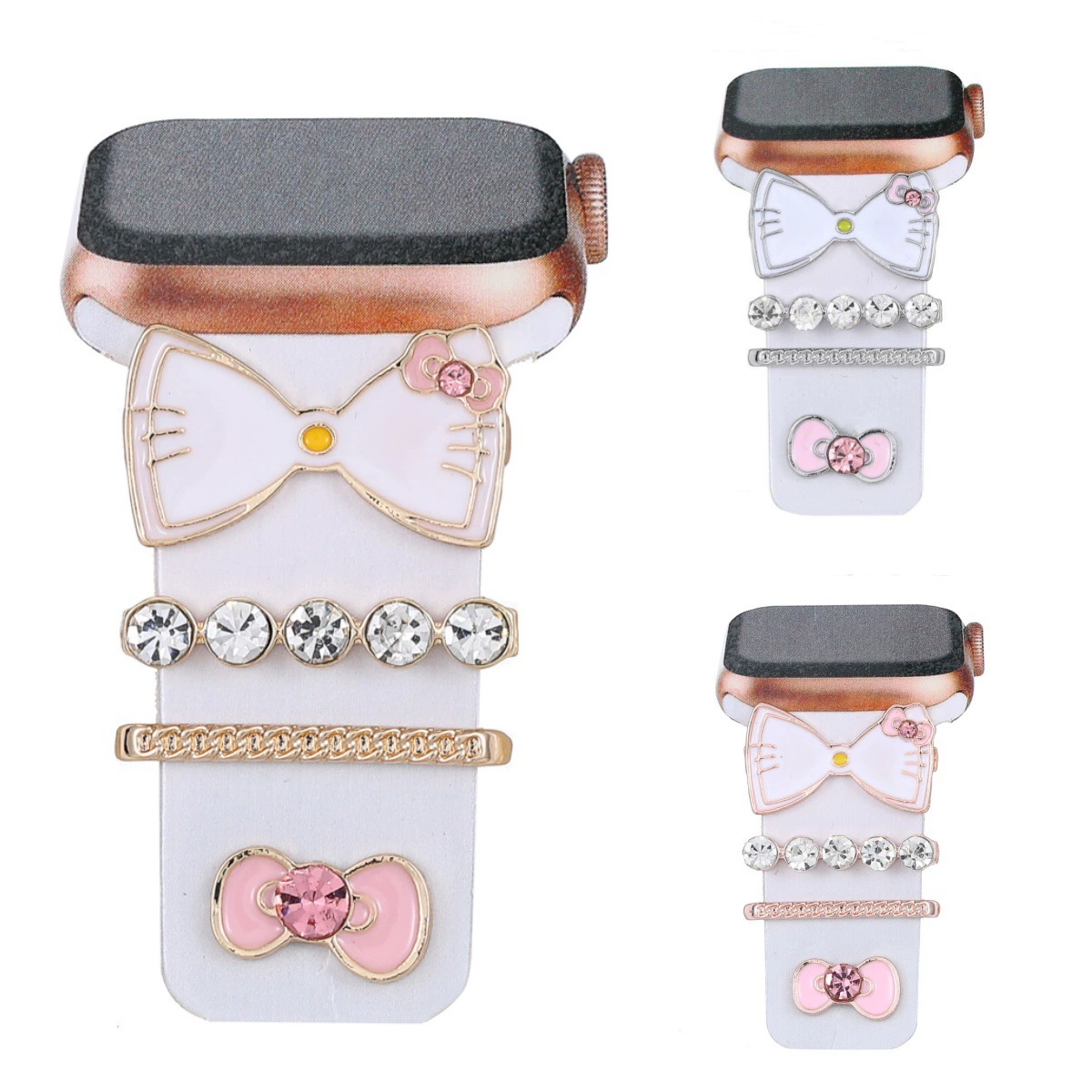 Персонализированный мультяшный бриллиантовый ремешок декоративное кольцо подходит для apple watch силиконовый ремешок декоративное кольцо декоративные гвозди