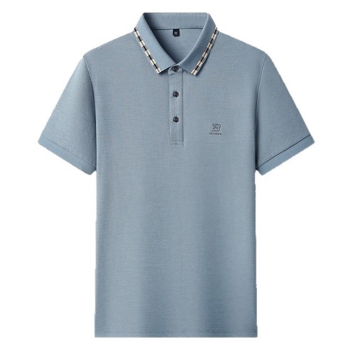 Summer Men's Silk Short Sleeve T-shirt 2025 New High-Quality Trendy Business Casual Collared POLO Shirt