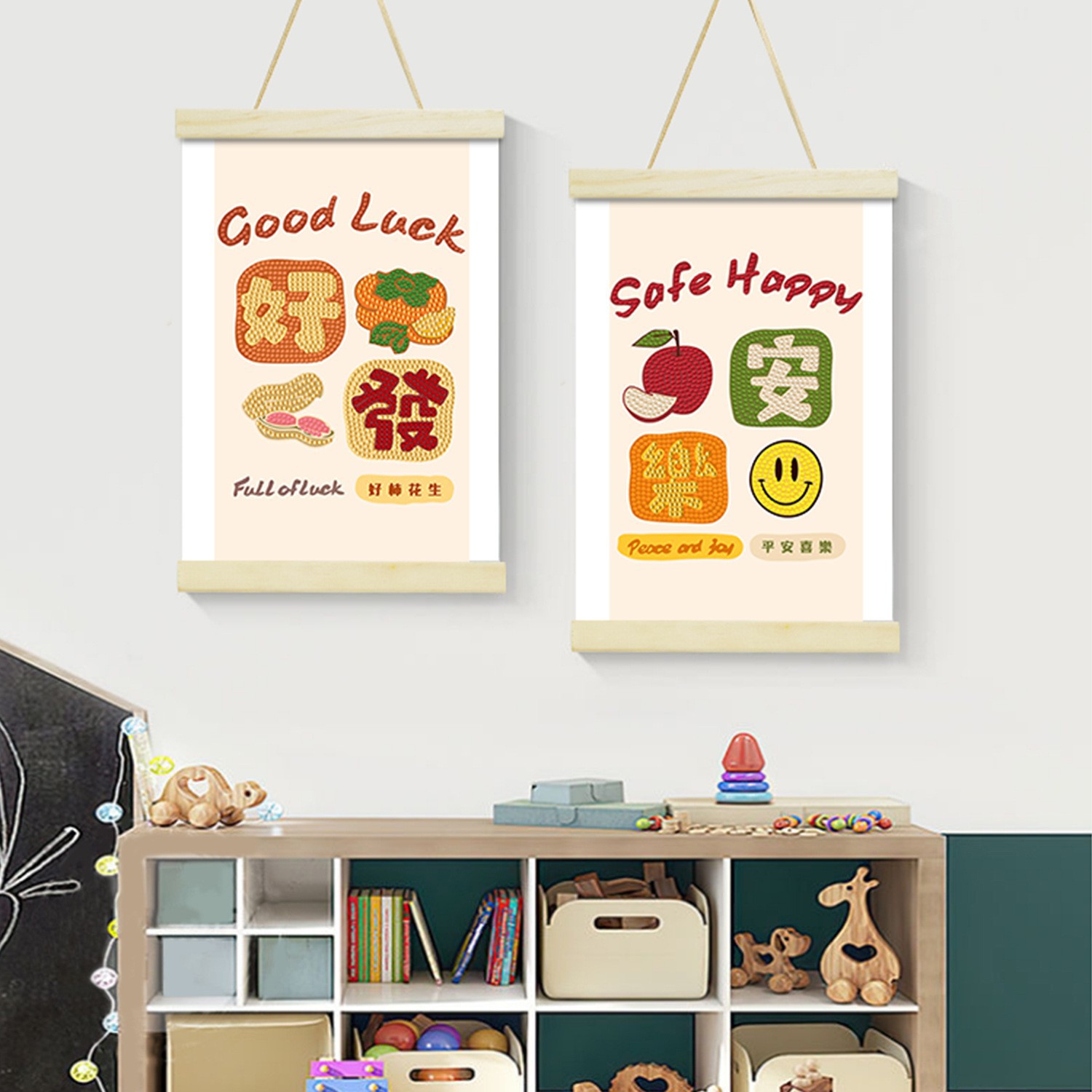 新款 diy卷轴钻石画实木手工贴画儿童贴钻画5d非满钻钻石绣批发