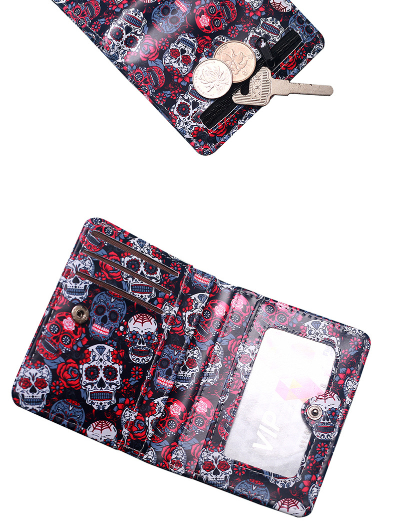 37g Weight Nylon Lining Material Open Closure Type Small Wallets Bags Type 1 Piece Quantity Holiday, Party Occasion PVC Material Halloween Festival Skull Pattern All Seasons Season Unisex Gender Printing Design Retro, Cool Style Style Square Shape Unisex Skull PVC Open Small Wallets 2