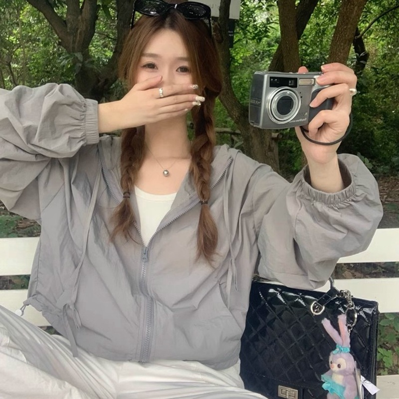DY822宽松休闲薄款透气外套女2026秋季新款户外轻薄防晒衣开衫ins