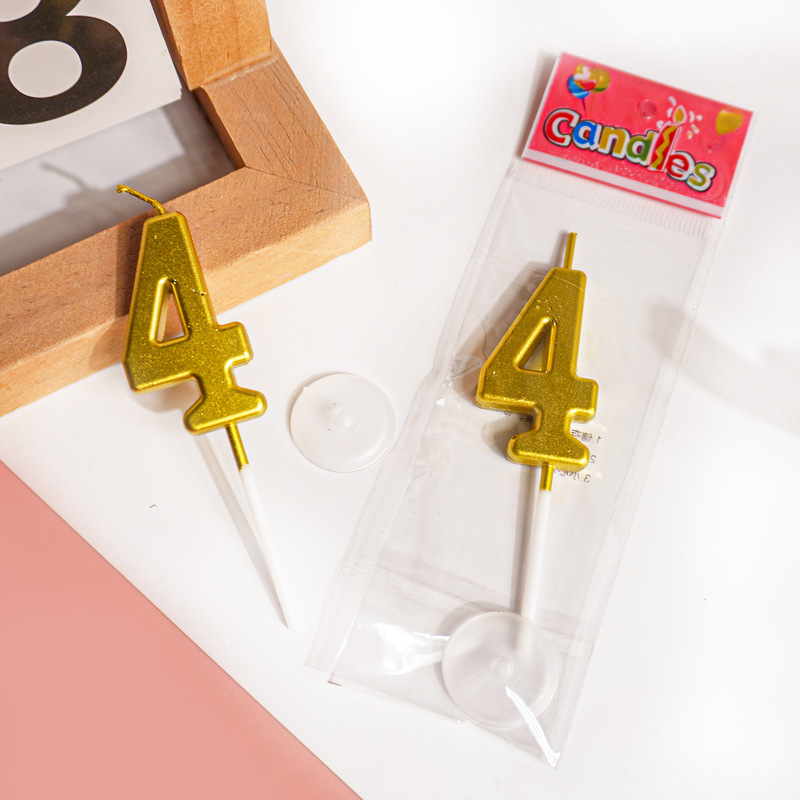 金色数字袋装蜡烛过生日蛋糕装饰周岁蜡烛派对儿童甜品台装扮插件|undefined
