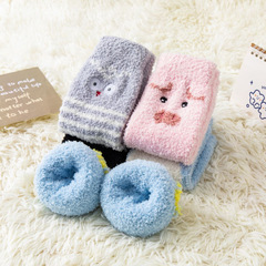 Children's knee and elbow warm socks, autumn and winter, lined and thick, warm knee and elbow protective socks, coral velvet cartoon long socks, leg socks