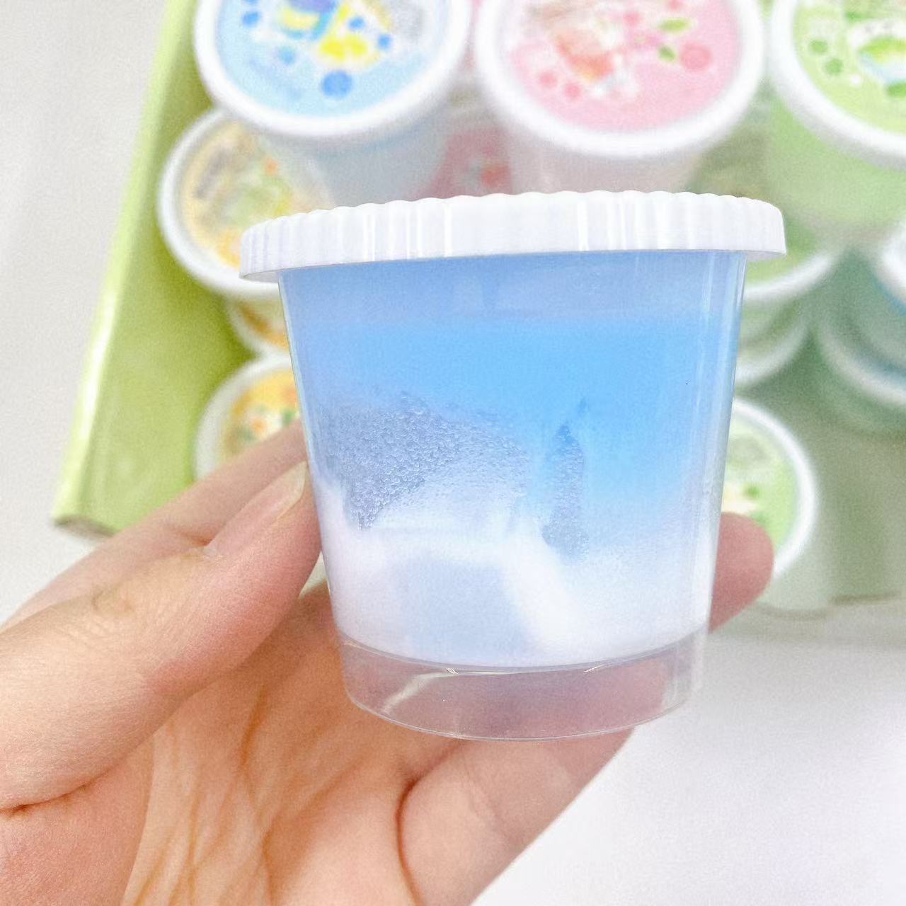 Nuevo plástico espumoso creativo botella redonda de barro de cristal Slime caja de color degradado de dos colores descomprime juguetes al por mayor
