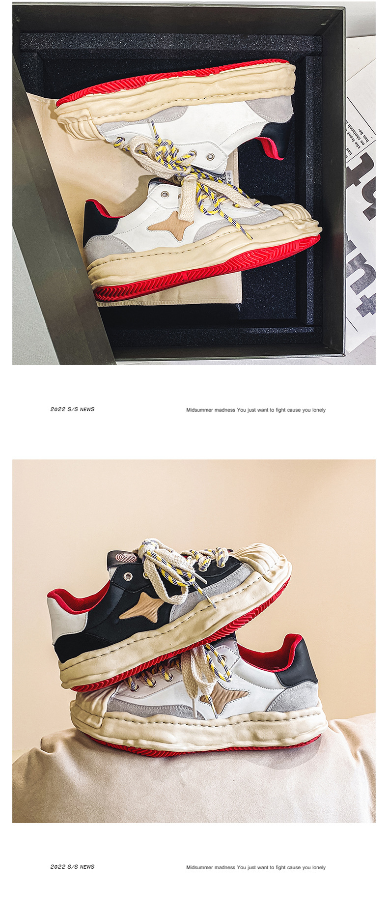 Neues Nischendesign: Sanyuan Kangyu Shell Head Dissolved Koreanische Sport- und Freizeit-Schnürschuhe mit dicker Sohle für Herren_voghion.com