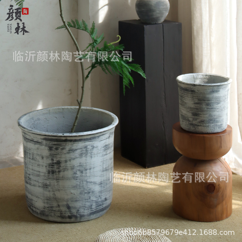 Terrizaje de cemento de gran calibre plantación de árboles maceta gran casa sala de estar hotel verde paquete suave patio villa decoración maceta