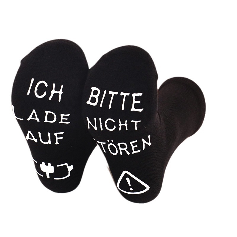 BITTE NICHT STOREN ICH LADE AUF Calcetines de algodón de media pantorrilla con letras alemanas antideslizantes