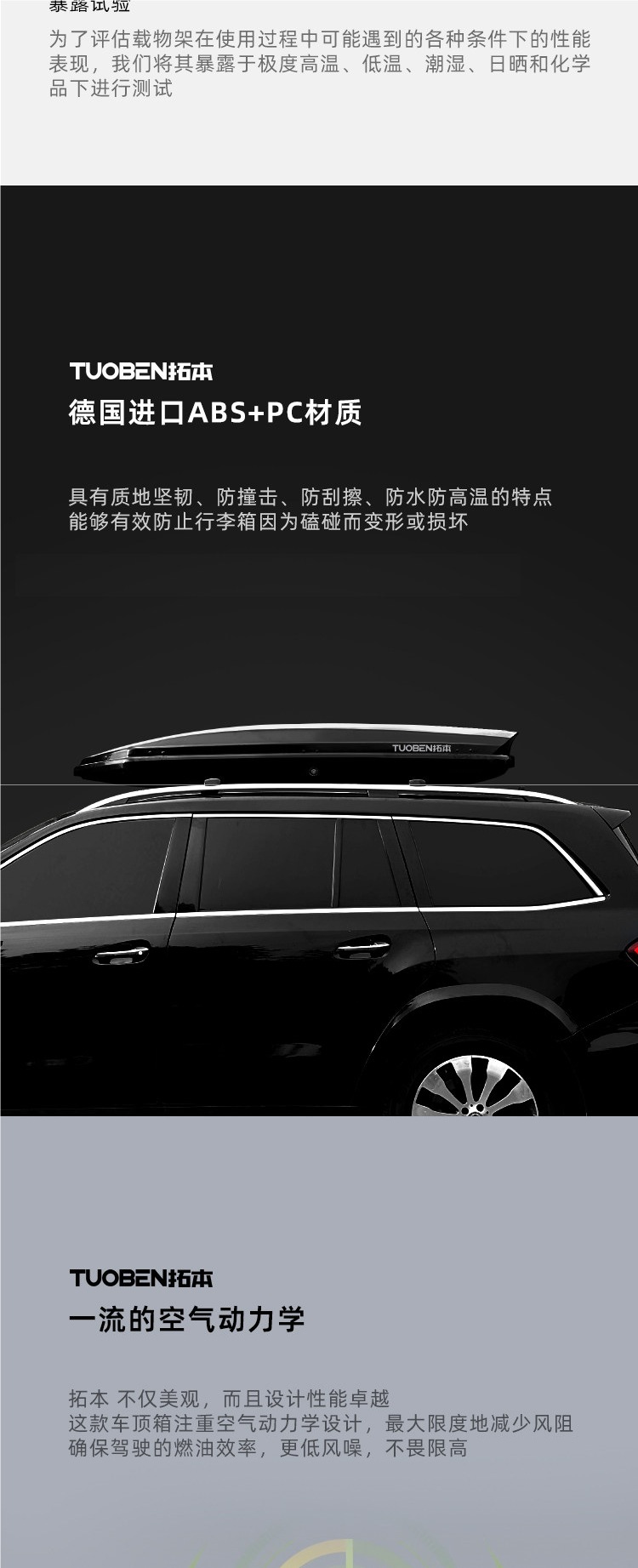 Tuoben Car Roof Box Suv Universal Large Capacity Flat Car Roof Box Luggage Rack Travel Box Recessed Type