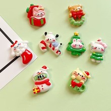 亮面圣诞动物树脂DIY自制手机壳奶油胶钥匙扣发夹电动车水杯贴片