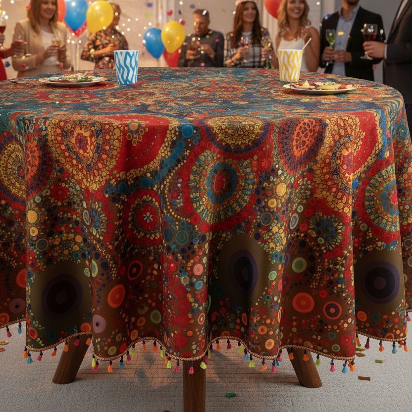 Transfronterizos para la nueva tela de mesa impermeable a prueba de polvo impresa redonda casa sensación de mesa de té cubierta