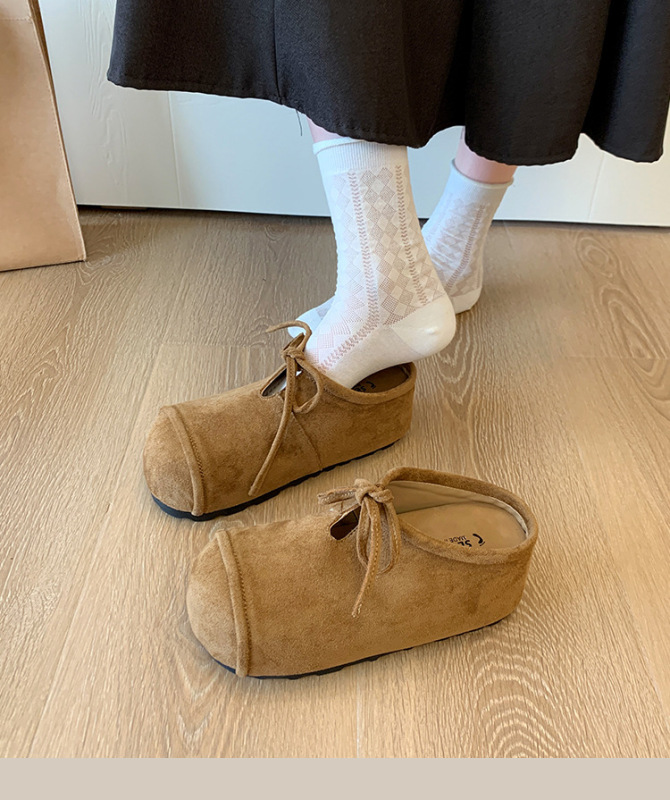 磨砂一脚蹬包头半托丑萌大头甜酷辣妹6cm厚底增高穆嘞拖女拖|undefined