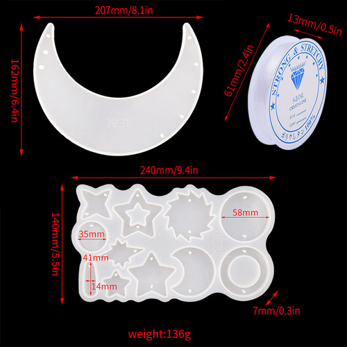 diy wind chime mold glue mold mirror resin silicone mold moon pendant hanging wind chime set wall hanging