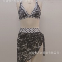 2025年外贸欧美时尚性感分体泳衣女士比基尼印花泳装高弹性速干
