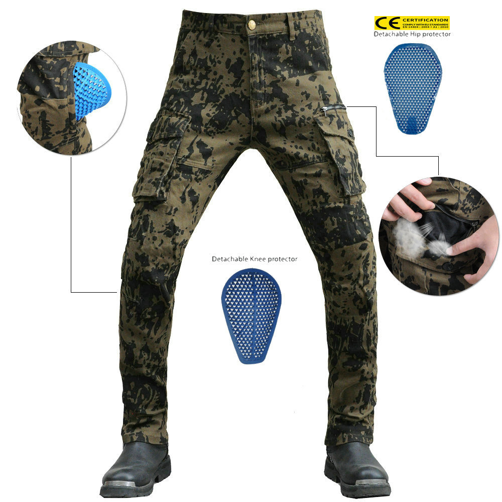 VOLERO motocicleta jeans hombres multi-bolsa ropa de trabajo transpirable pantalones de camuflaje motocicleta pantalones de montar silicona equipo de protección