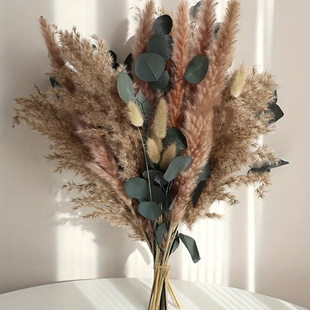 Amazon Home Decor Ornaments Nordic Style Dried Flower Bouquet Reed Dusting Gold Ball Bunny Tail Grass Holiday Decoration