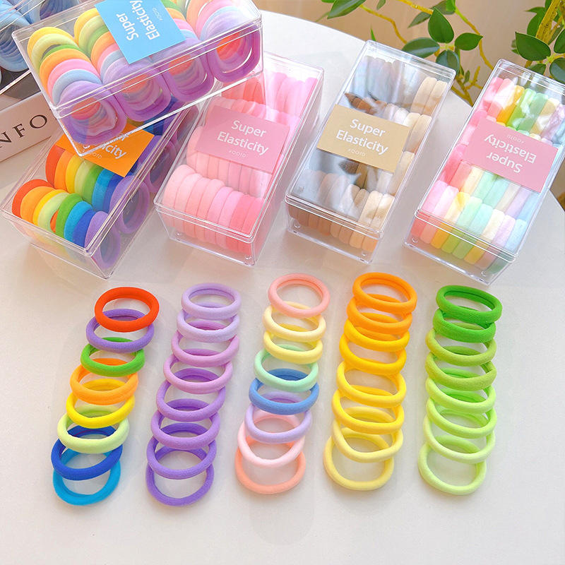 32根裝~彩虹色發圈高彈力毛巾圈少女甜美丸子頭髮圈日韓頭飾發繩