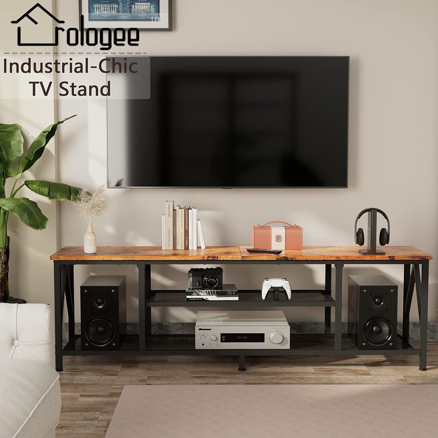 Тумба под ТВ Rologee Industrial-Chic 140 см темно-коричневая