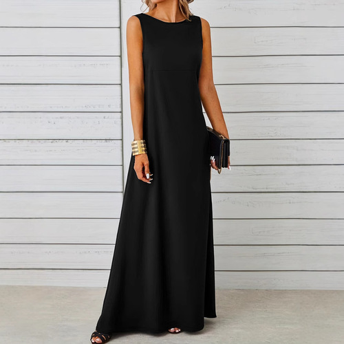 European and American Walmart Spring/Summer Sexy Chic High-Stretch Solid-Color Plus-Size Women's Dress
