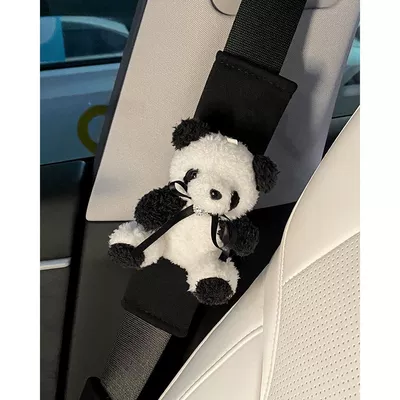 Car Seat Belt Shoulder Cover Soft Four-Season Universal Cute Seat Belt Protective Cover High-End Sense for a Couple Ladies (Seat belt shoulder pad) - net-shoulder-pads-panda-ribbon-butterfly-black