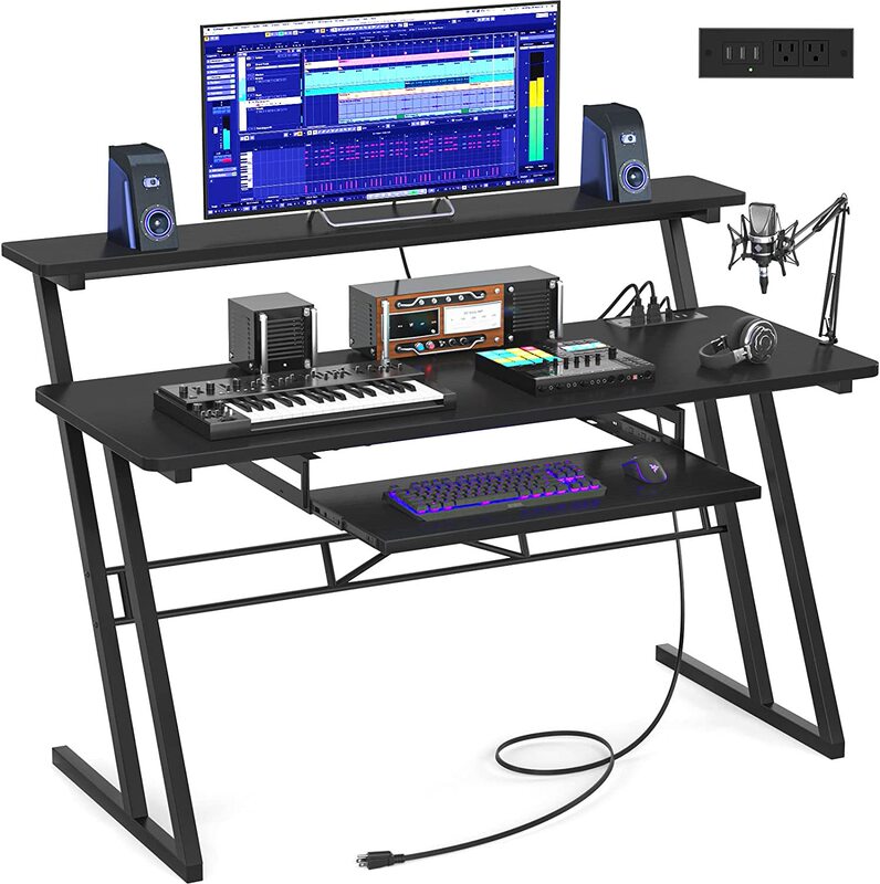 Studio Workbench with Power Outlet Music Studio Desk Music Production Producer Work Table