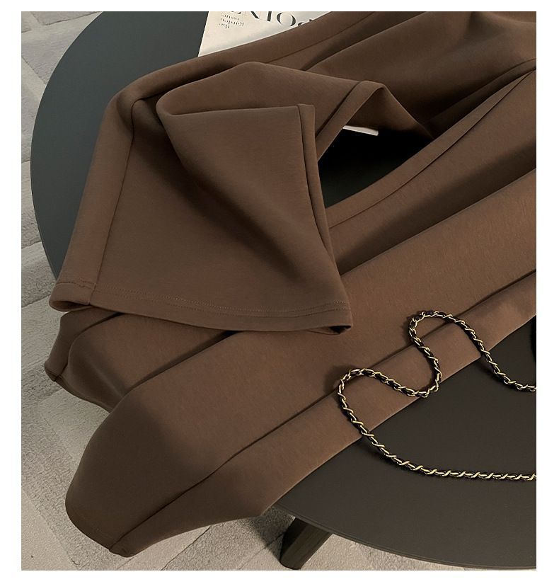 Korean Style Women's Zip-Up Hoodie & Jogger Pants Set - Casual Sporty Outfit (S-2XL, Black/Brown)_ecoleips.com