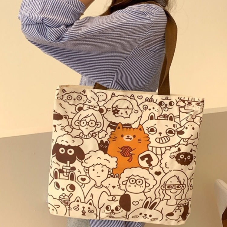 帆布包女2024新款大容量手提学生拎书装书布包上班通勤单肩帆布袋