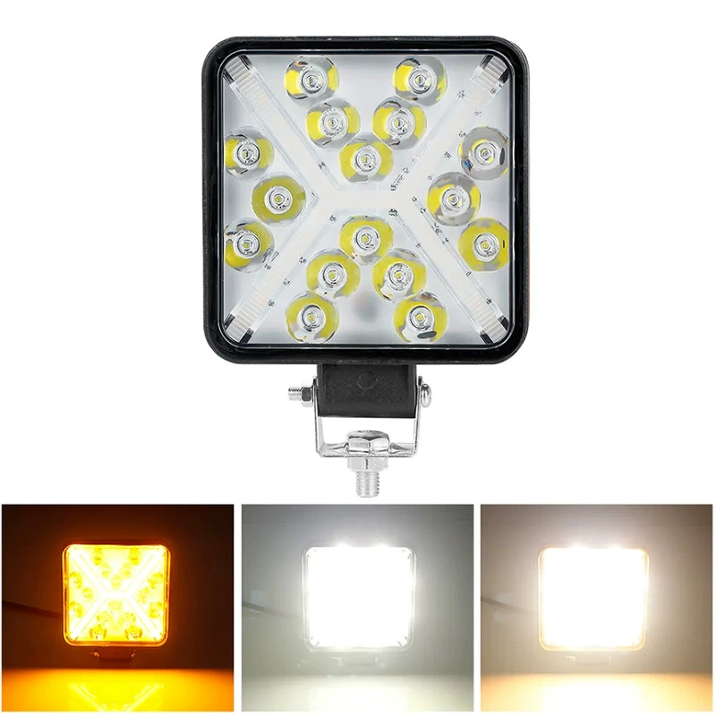 4-дюймовый рабочий свет 48 Вт светодиодный автомобильный прожектор желтый и белый свет дневные ходовые огни модификация внедорожника передняя фара