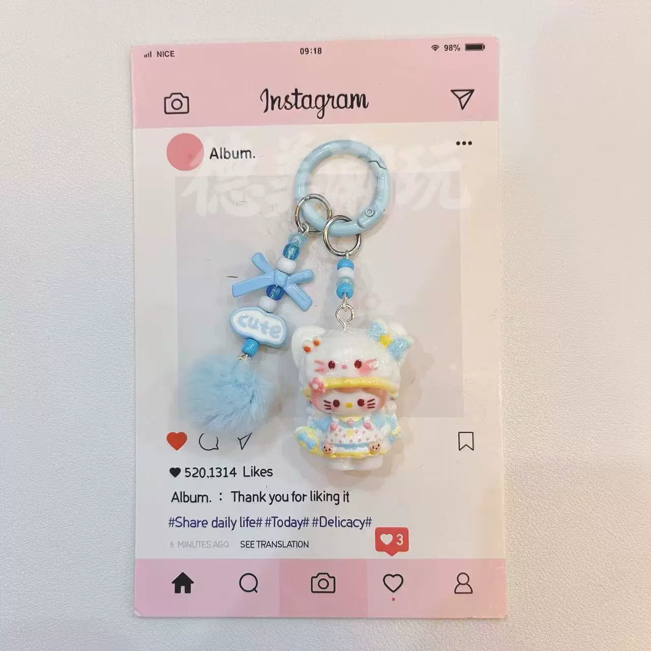 3D Keychain Kitten Pendant, Bag Charm 2.9×2.1×3.5 cm — single or multi-color sets