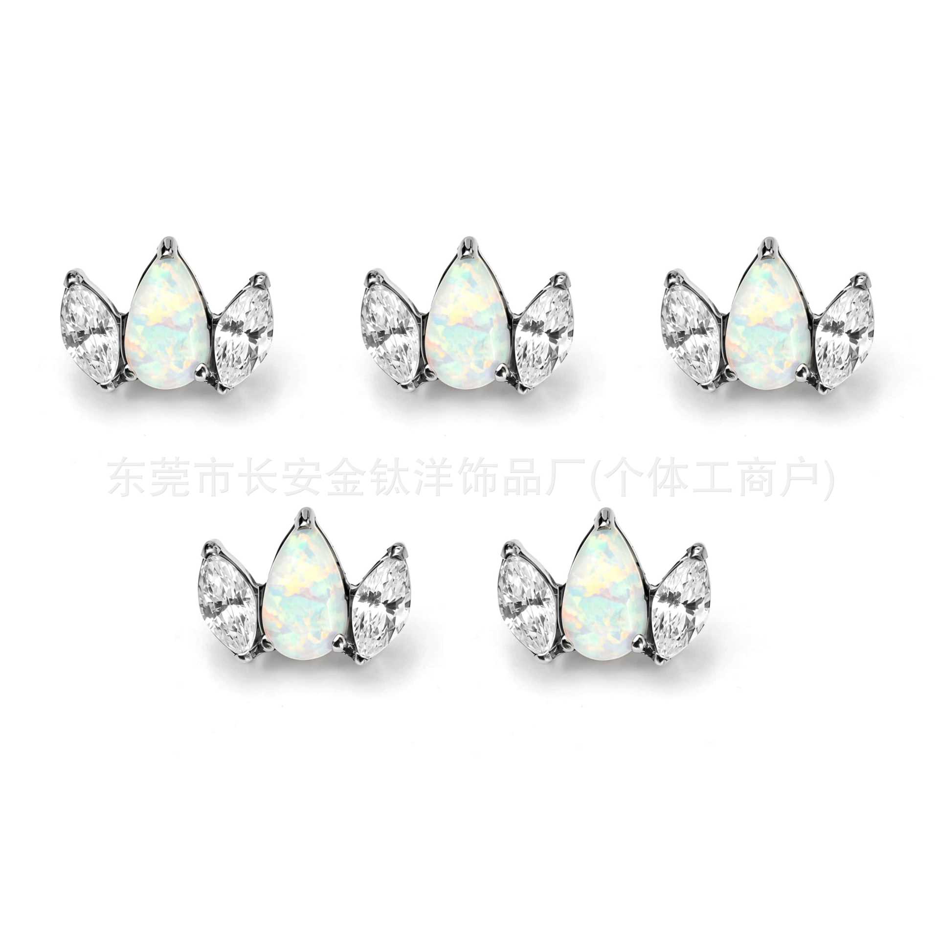 F136 Titanium Water Drop Australian Zircon Lip Piercing Ear Bone Stud G23 Alloy Body Jewelry detail image 5